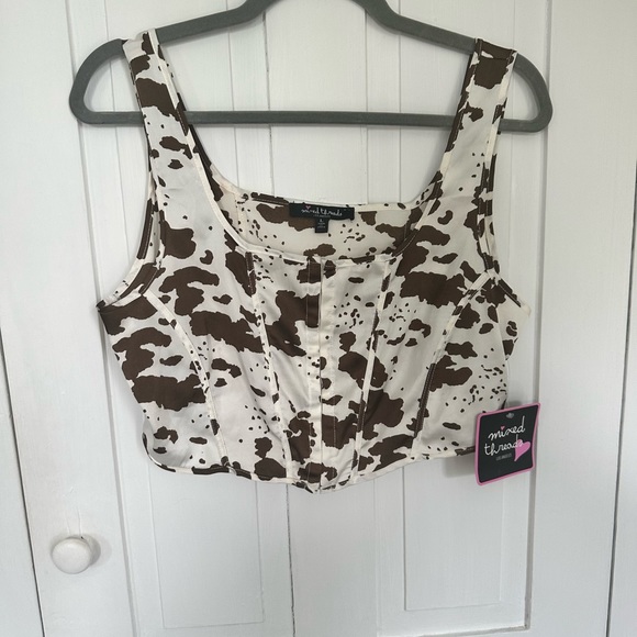 NWT Mixed Threads LA cow print corset crop top - Picture 1 of 7